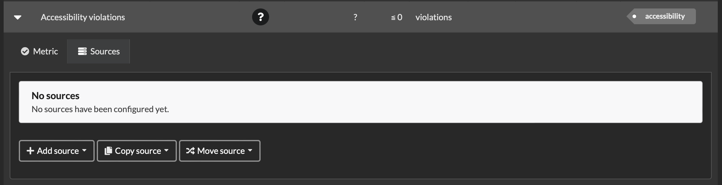 Screenshot of buttons to add, copy, and move sources