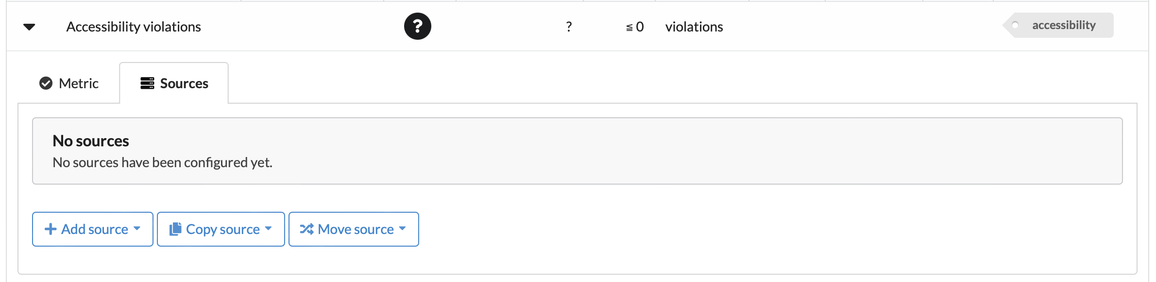 Screenshot of buttons to add, copy, and move sources