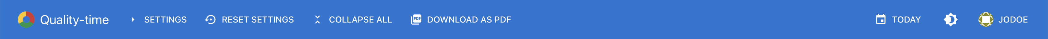 Screenshot of the menubar when logged in