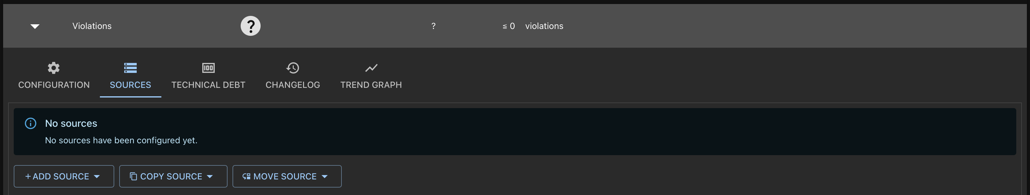 Screenshot of buttons to add, copy, and move sources